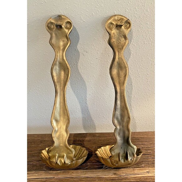 Vintage Cast Metal MCM Set of 2 Wall Hanging Ladles Spoons Kitchen Décor Used - Picture 8 of 14